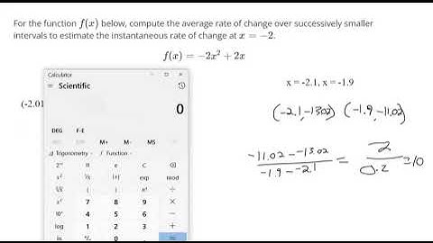 Estimate the instantaneous rate of change of a function from successively closer approximations