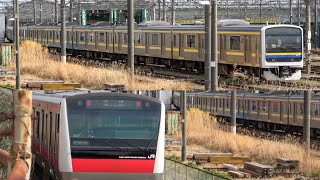 【廃車準備完成】長～い209系10両編成組成・E233系京葉車と顔を合わせる