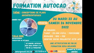 Promotion 4:  Autocad 2023 avec 30 % théorie et 70% pratique