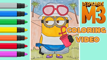 Despicable Me 3 Minions Summer Vacation Coloring Book Page | Coloring Videos For Kids | 🌞⛱🏄‍♂️🌴