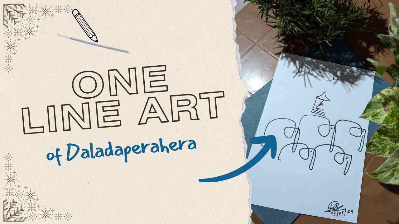 One Line Art  Temple of tooth  Elephant