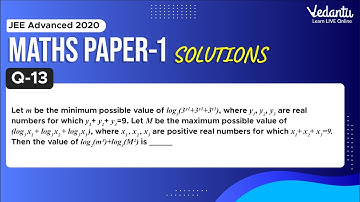 JEE Advanced 2020 Maths Solutions - Paper 1 (Q13) | IIT JEE Maths | JEE Preparation | Vedantu