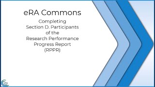 Completing Section D: Participants of the RPPR