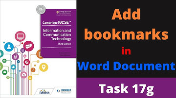 Task 17g IGCSE ICT "Add bookmarks" to Word Document