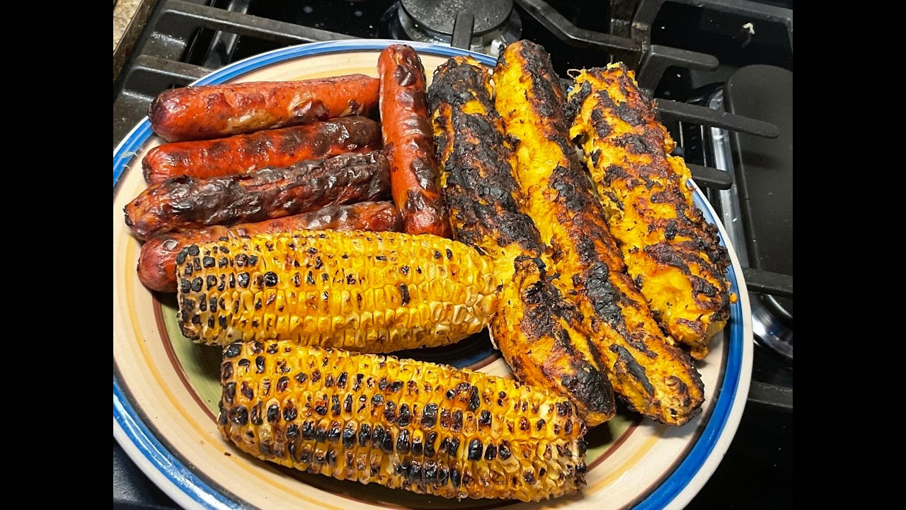 Easy Grilling for a Perfect Hot Dog, Sweetcorn and Plantains.