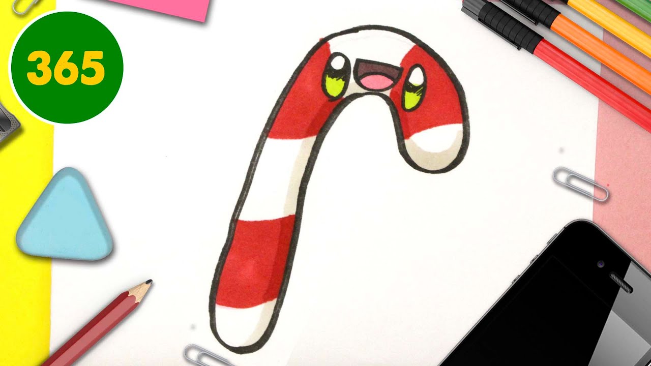 Comment dessiner une SUCRE D'ORGE kawaii 💖 Dessins de Noël 💖 dessins