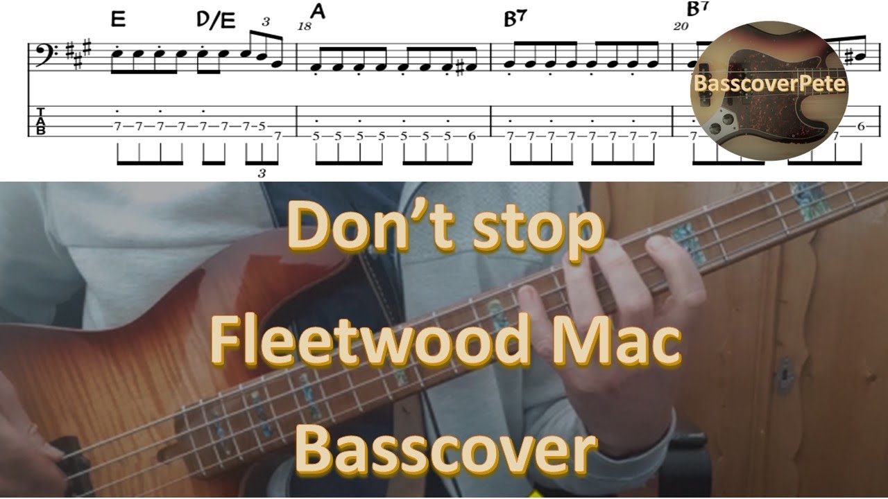 Fleetwood Mac Don't stop. Bass Cover Score Tabs Chords Transcription. Bass: John McVie