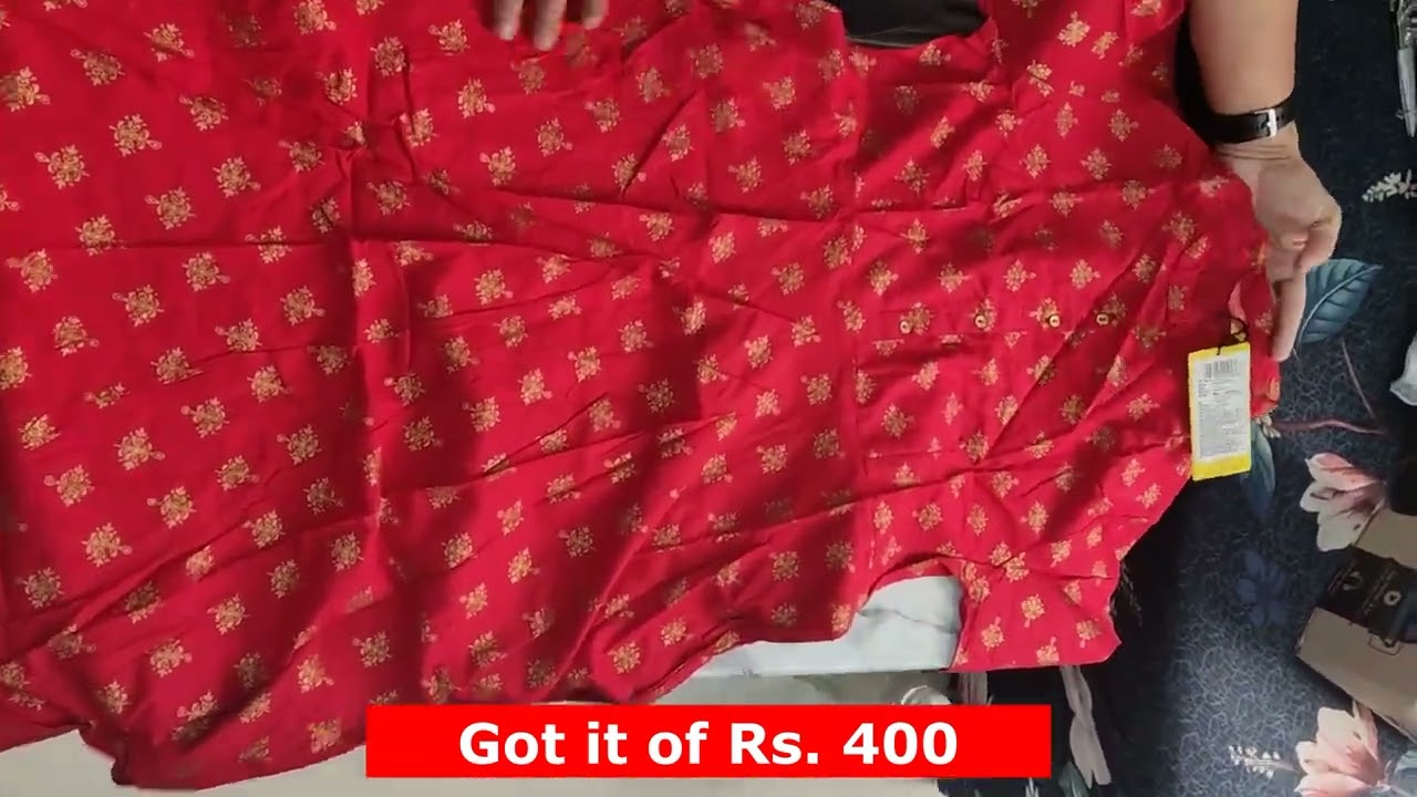 Gift for Woman | Dress for Woman | Women Red & Golden Printed A-Line Kurta 