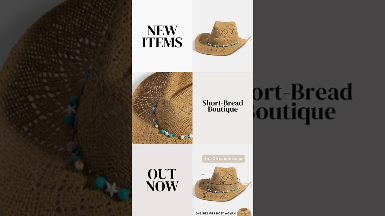 Fame Turquoise and Shell Star Beads Strap Western Straw Hat 