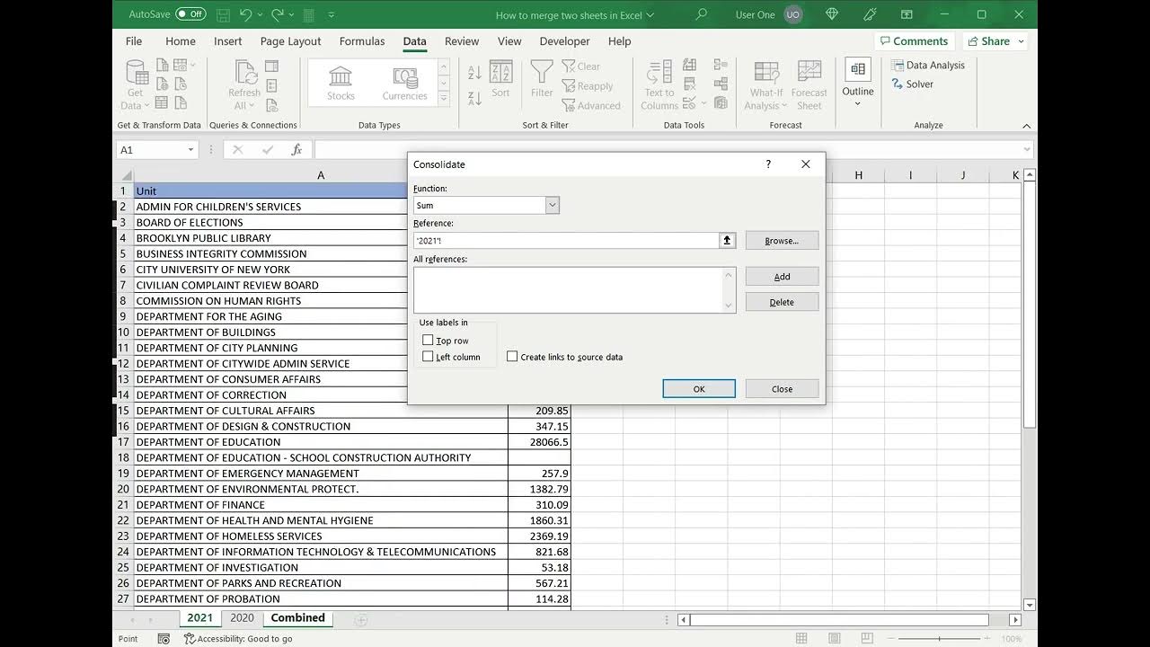 How To Merge Two Sheets In Excel With Same Column Names