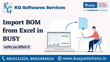 Import BOM from Excel in BUSY | BUSY | Busy Accounting Software | #kgsoftwareservices #busysolutions
