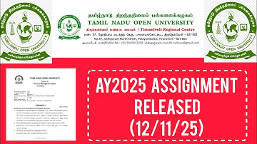 Tamilnadu Open University tnou AY2025 Assignment Released #tamilnaduopenuniversity #tnou #trending