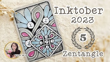 Day 5 Inktober 2023 Zentangle Tangle #Nayu 禪繞畫 #2384 by Eva Wu ゼンタングル ATC tile