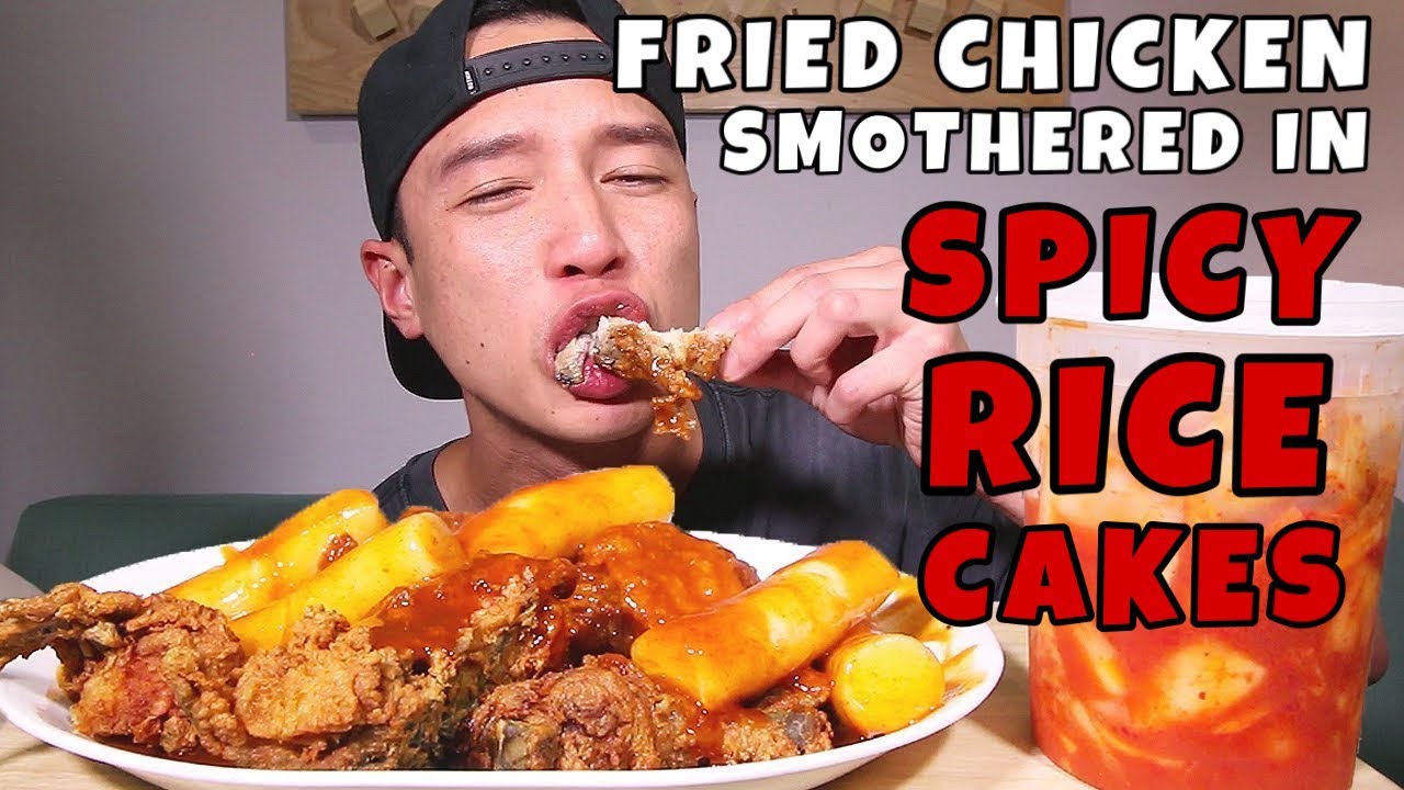 ⚠️ MESSY EATING • 🐔 FRIED CHICKEN smothered(!) in 🔥 SPICY RICE CAKES • mukbang • LESS TALKING