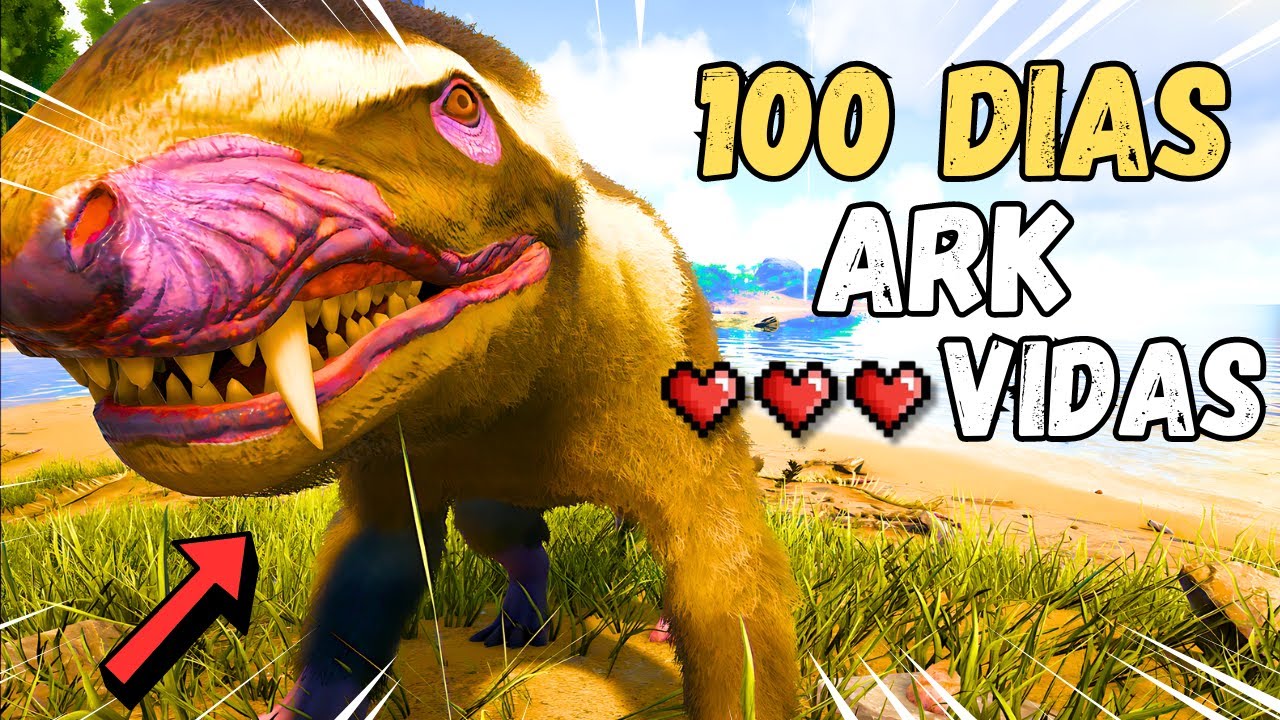 SOBREVIVO 100 DIAS EN ARK CON SOLO 3 VIDAS #14 TAMEO AL DINO MÁS LOCO Y ...