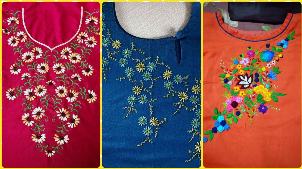 Hand Embroidery Neck Design / Hand Embroidery Latest Design Pattern FS
