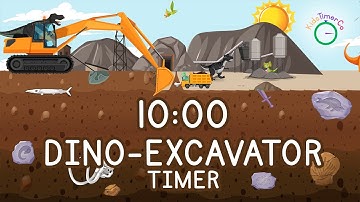 10 Minute Dinosaur Excavator Adventure! Visual Timer for Kids