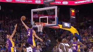 Lonzo Ball Flies High Above The Rim, Misses A Put Back Dunk Warriors Vs Lakers