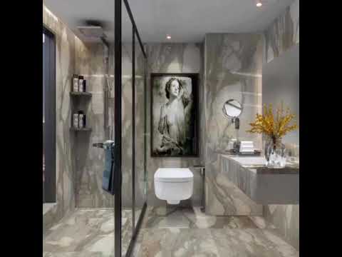 Luxurious Bathroom With White Marble Calacatta Borghini Marble in Macau Casino Hotel