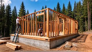 Man Builds a HUGE Off Grid House in the Wilderness for His Wife and Children | Start to Finish