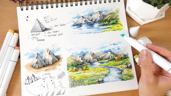 Drawing A Landscape With Tombow Markers! 