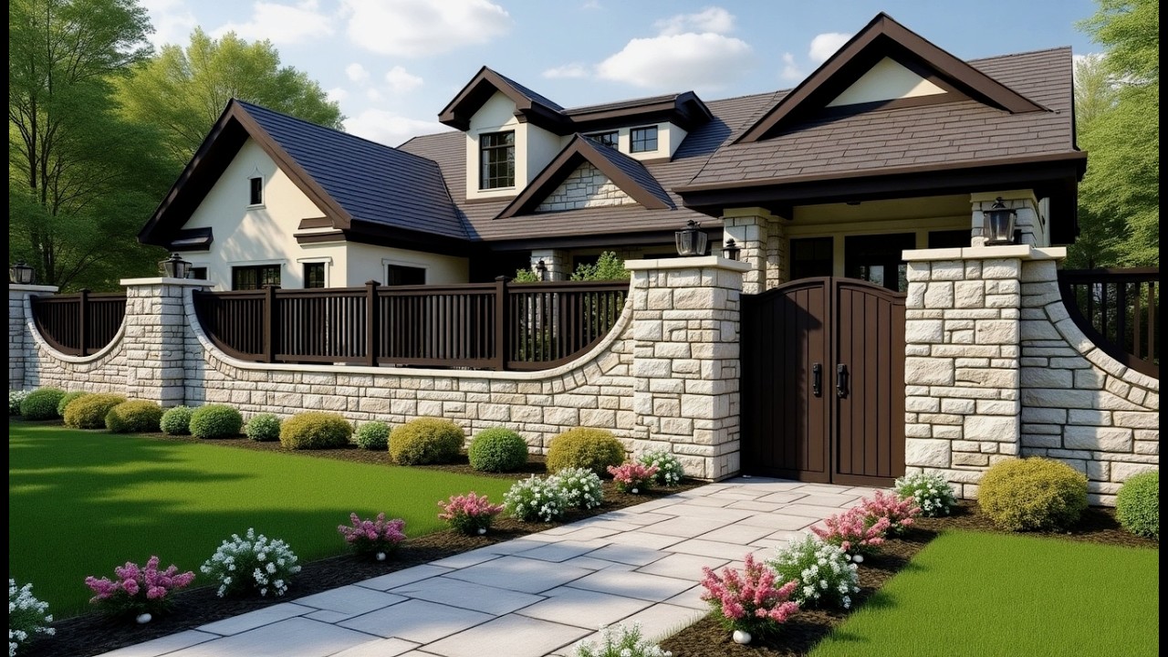 Элегантность камня | Креативные идеи для украшения дизайна переднего забора