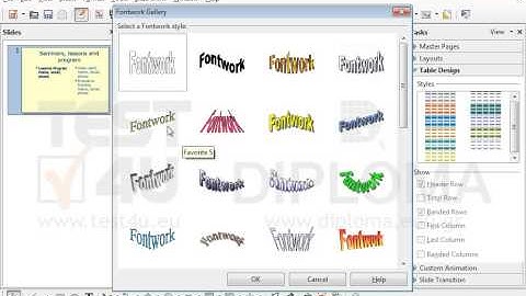 Insert any Fontwork at the bottom left corner of the current slide. Make sure the entire...