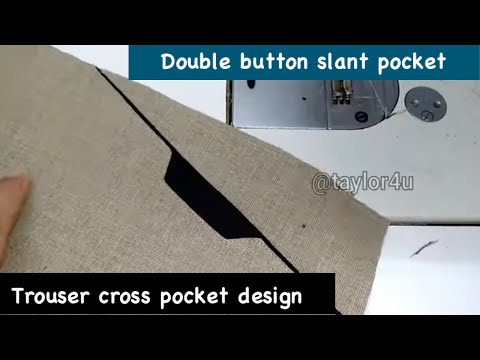 sewing double button trouser cross pocket | slant pocket | easy method