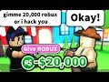 I let Roblox noob SCAM ME 20,000 ROBUX.