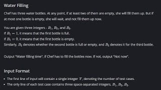 Water Filling Codechef (500 to 800 Difficulty Rating Problems)