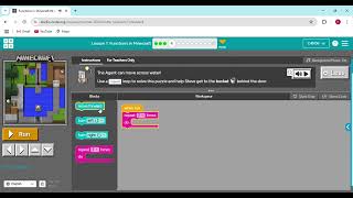 Minecraft Coding - Lesson 1 Functions Level 4