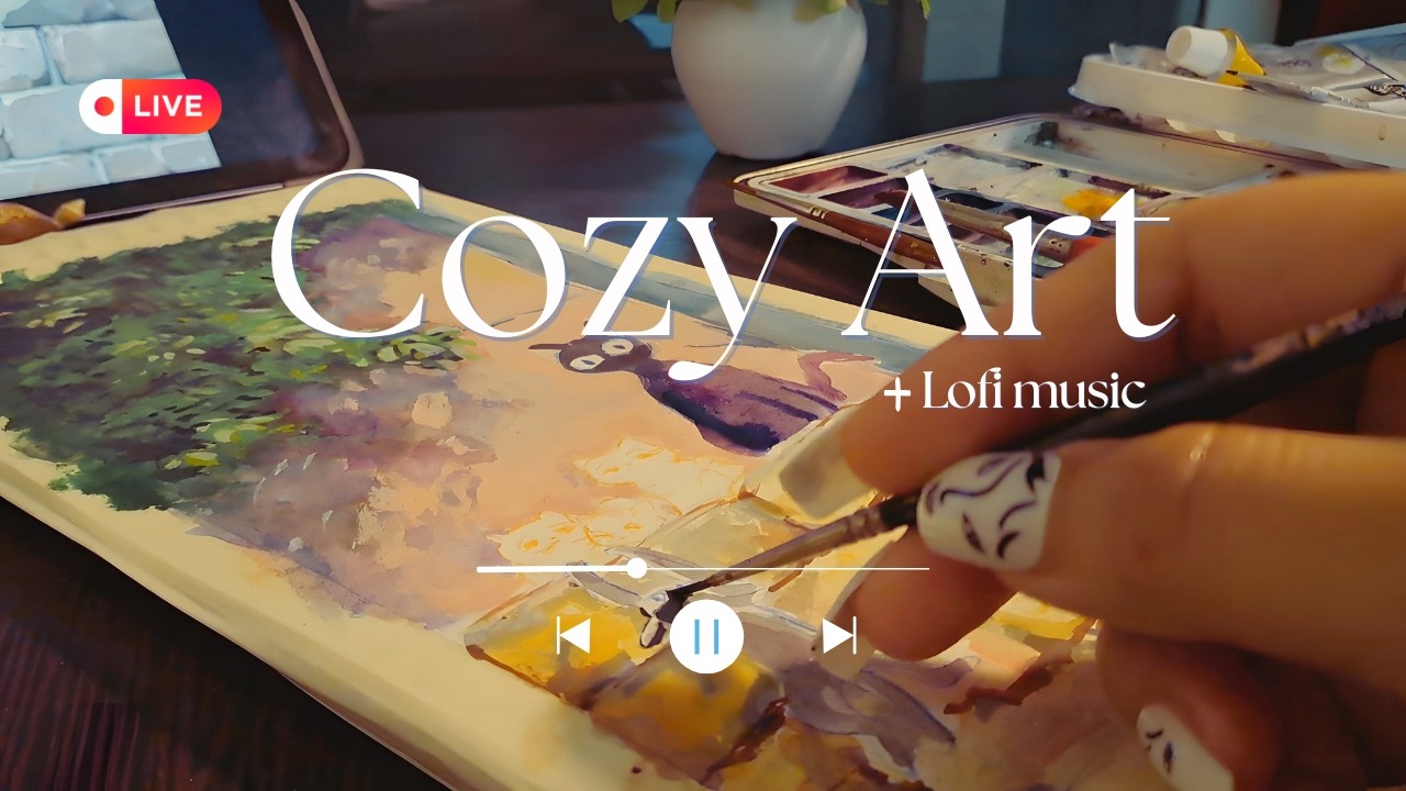 Cozy Art Live 🎨 | Lofi Study & Relax Music | Ghibli Inspired Gouache Painting
