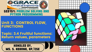 GRACE COE-CSE-GE8151-PSPP-Unit III-Topic 3.4- Fruitful functions:  Return values, parameters