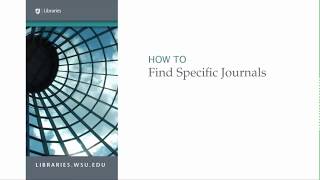 How to Find Specific Journals