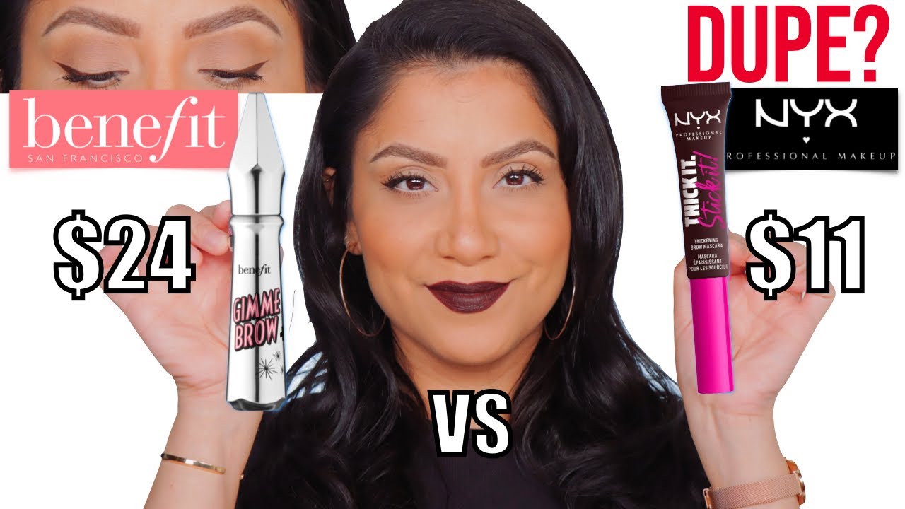 DUPE? NYX THICK IT STICK IT VS BENEFIT GIMME EYEBROW GEL+ WEAR TEST *sparse brows* | MagdalineJanet