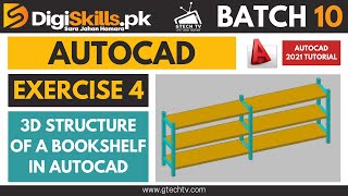 Digiskills AutoCAD Exercise 4 Batch 10 Solution | Draw a 3D Bookshelf in AutoCAD 2021