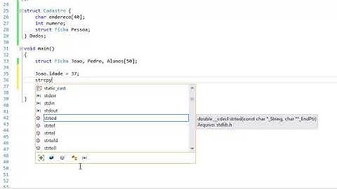 Registros em programação C - Visual Studio 2017
