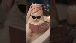 🛁 Spoiled Persian Cat’s Luxury Night Routine 🐱✨Bubble Bath, Book & City Lights 🌃
