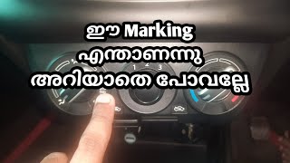 AC controls information in Malayalam,Windshield glass mist remove tips, AC marking Explanation