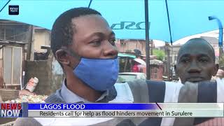 Lagos residents in Surulere call for help as flood hinders movement