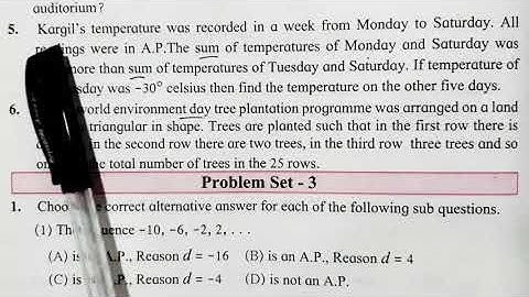practice set 3.4 10th Algebra A.P. Arithmetic Progression Class10 question no 5 & 6 in hindi