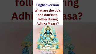 Do's and Don'ts to follow during Adhika maasa#englishversion#adhikamasa#tip#tlp#shorts