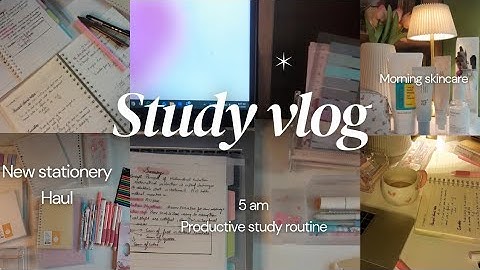 Study vlog | 5AM 🍓🍵 ,coffee ☕️, lots of studying,stationery haul 🌸✨️