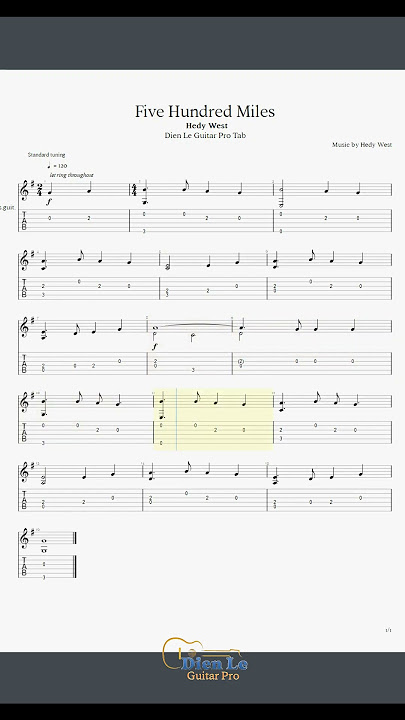 Five Hundred Miles - Guitar Arrangement with Tab