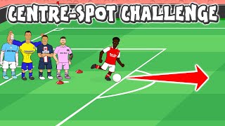 Centre-Spot Challenge: Footballers Attempt (Ronaldo Messi Saka De Bruyne And More!)