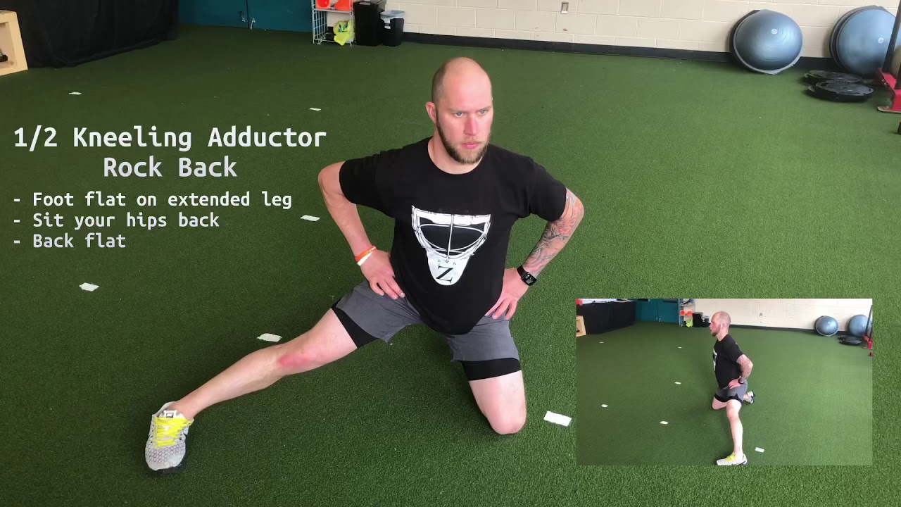 1/2 kneeling adductor rock back YouTube