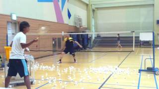 Badminton lesson 20150518(MON) - drive / push / forehand hairpin