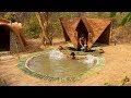 Build Resort House on the swimming pool in the forest | Primitive Technology , Building Skill