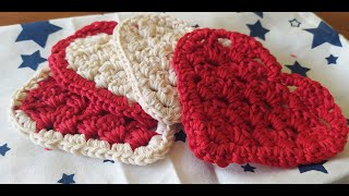 Crochet heart coaster step by step