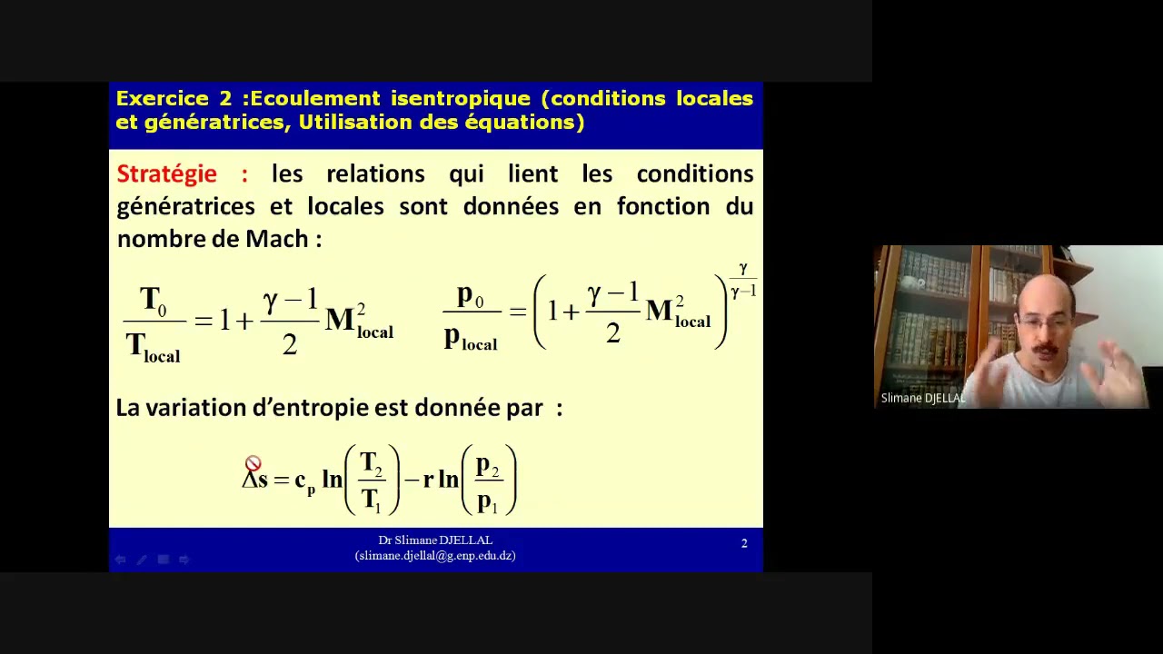 Exercice 2,  Dynamique des Gaz, Conditions locales et génératrices, (utilisation des équations)